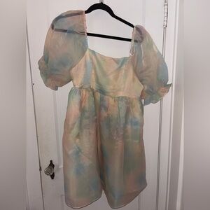 Endless Rose Multicolor Puff Sleeve Dress